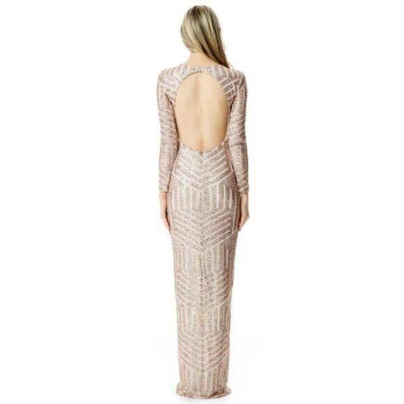 Nookie Starstruck Sequin Gown Dress Formal Rose Gold Bodycon Women's Small Prom - Picture 16 of 16